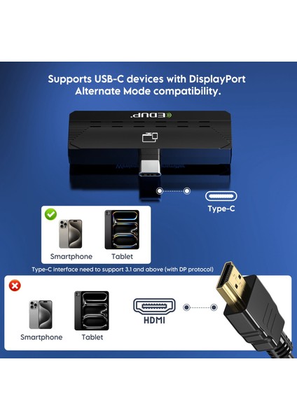 Edup Kablosuz HDMI Kiti 1080P 60hZ Video Ses Görüntü Aktarımı EH-WD9905C modelleri