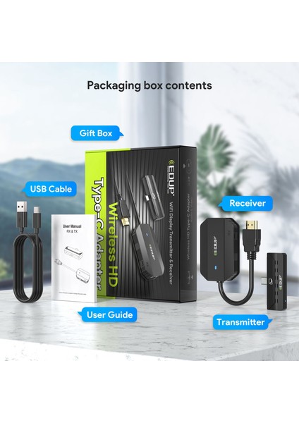 Edup Kablosuz HDMI Kiti 1080P 60hZ Video Ses Görüntü Aktarımı EH-WD9905C fırsatları