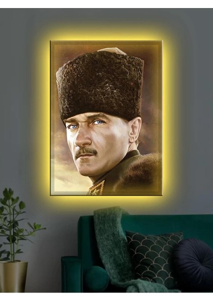 LED Işıklı Mustafa Kemal Atatürk Kanvas Tablo