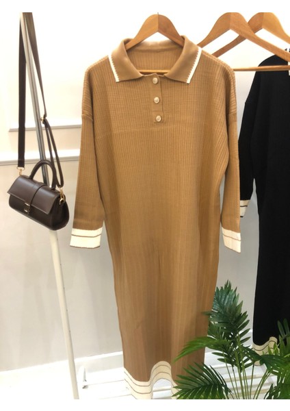 Polo Yaka Uzun Triko Elbise BK-7101