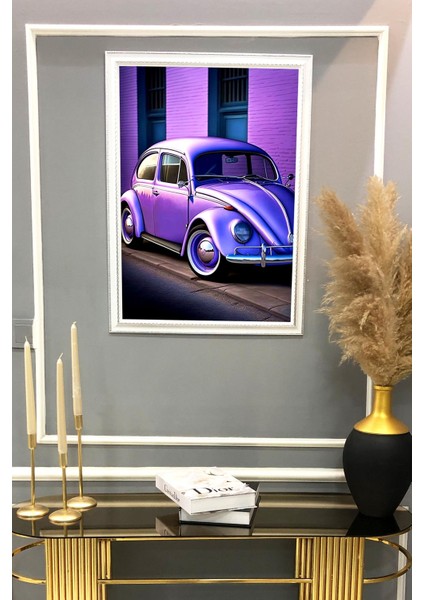 Dekoratif Modern Araba Desenli Çerçeveli Kumaş Baskı Tablo 50x70cm fiyatları