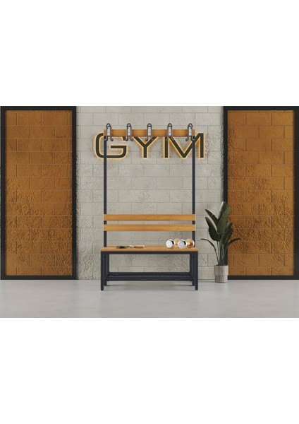 Ayakkabılıklı 4 Ayaklı Çift Taraflı Bank, 10 Kanca, 100 x 85 x 170 cm , Sporbankı