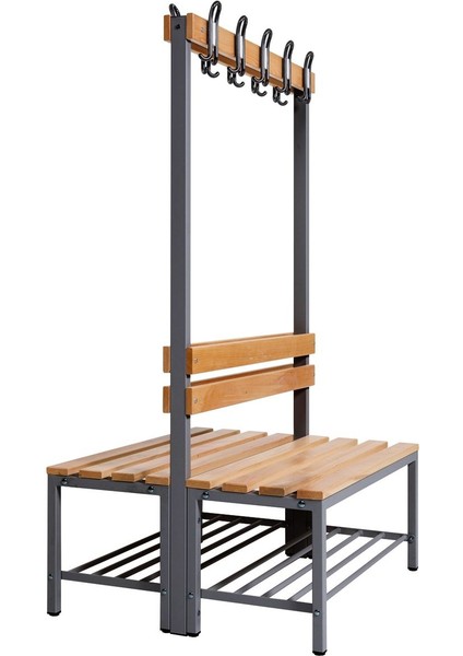 Ayakkabılıklı 4 Ayaklı Çift Taraflı Bank, 10 Kanca, 100 x 85 x 170 cm , Sporbankı