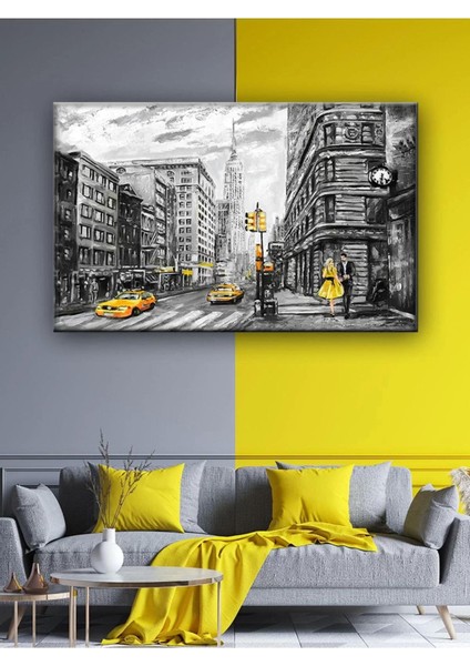 LED Işıklı Sanatsal Sarı Siyah Tablo fiyatları