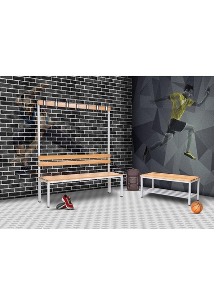 Ayakkabılıksız 4 Ayaklı Tek Taraflı Bank, Kanca Şeritli Bank, 5 Kanca, 100 x 43 x 170 cm , Spor Bankı indirimleri