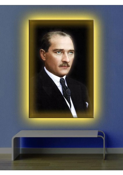 LED Işıklı Atatürk Kanvas Tablo