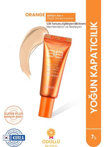 Super Plus Beblesh Balm SPF30++ Orange -Nemlendirici ve Besleyici Cilt Tonunu Eşitleyen Bb Krem Orange-7g