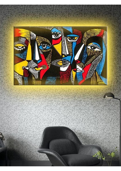 LED Işıklı Sanatsal Geometrik Surat