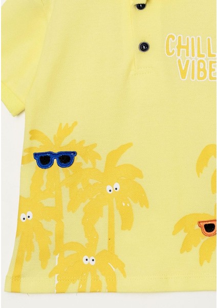 Tarz Lakos Palmiye Desenli Belden Ayarlanabilir Kısa Kollu Şortlu 2'li Takım Çocuk ve Bebek Giyim Özel Gün Bayramlık Düğünlük fırsatları