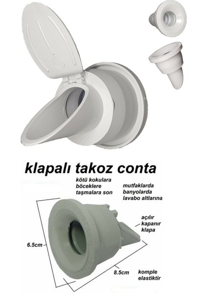 Lavabo Koku Giderici Çek Valfli Koku Önleyici Çekvalfli Adaptör Conta Ø50 Lavabo & Evyeler Pratik Montaj fiyatları