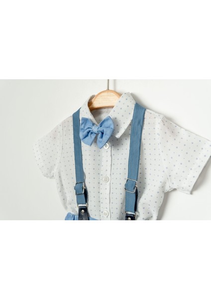 Tarz Desenli Gömlek Belden Ayarlanabilir Slopetli Kısa Kollu Şortlu 2'li Takım Çocuk ve Bebek Giyim Özel Gün Bayramlık Düğünlük modelleri