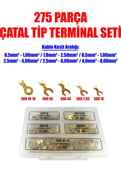 275 Parça Çatal Tip Topraklama Terminal Seti