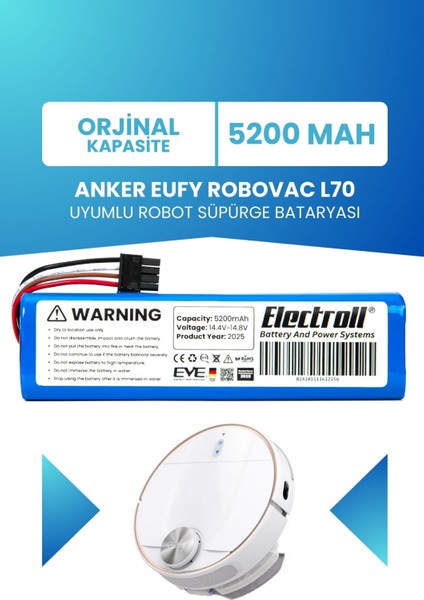 Anker Eufy Robovac L70 Hybrid Batarya (Orjinal Kapasite) 5.200MAH Pil Robot Süpürge Batarya Değişimi