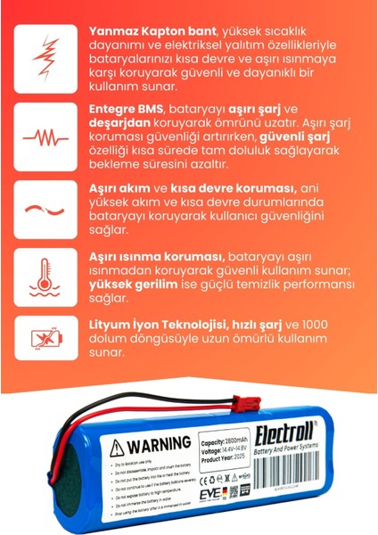 Zaco V5X Uyumlu Batarya (Yüksek Kapasite) 2800MAH Pil Robot Süpürge Bataryası Değişimi modelleri