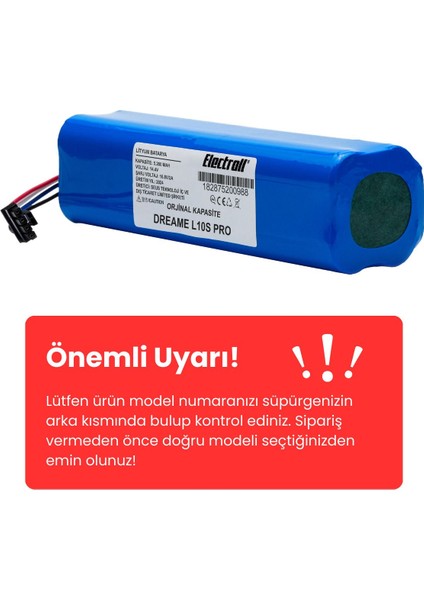 Dreame L10S Pro Uyumlu Batarya (Orjinal Kapasite) 5200MAH Pil Robot Süpürge Bataryası Değişimi fiyatları