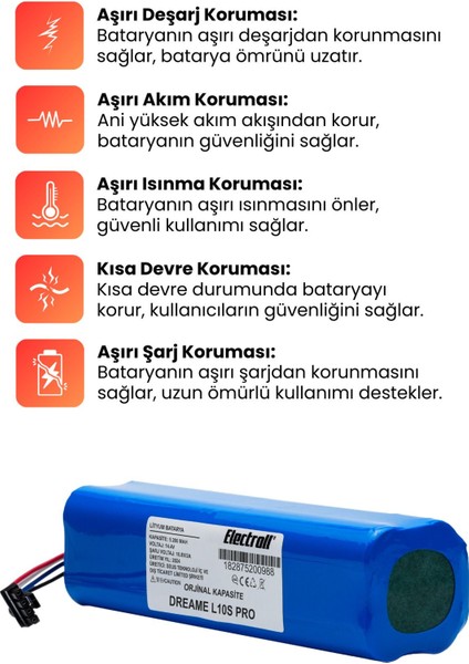 Dreame L10S Pro Uyumlu Batarya (Orjinal Kapasite) 5200MAH Pil Robot Süpürge Bataryası Değişimi fırsatları