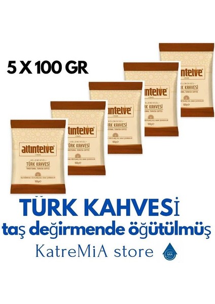 Türk Kahvesi 5x100 gr Taş Değirmende Öğütülmüş