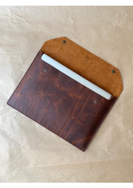 (Isim Yazıyoruz) El Yapımı Hakiki Deri Laptop / Macbook / Bilgisayar / Tablet Kılıfı