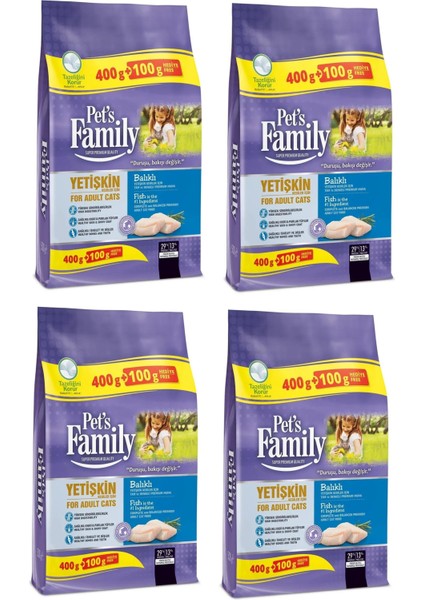 Balıklı Yetişkin Kedi Maması 500 gr x 4 Paket (Toplam 2000 Gr)