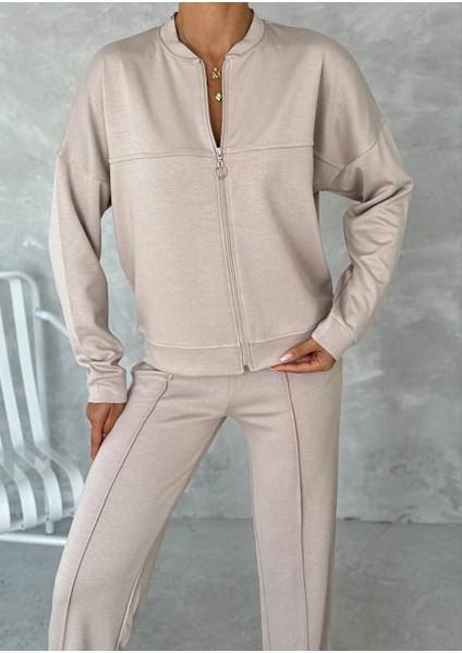 Fermuarlı Sweatshirt Pamuklu Eşofman Takım Lacivert - S fiyatları