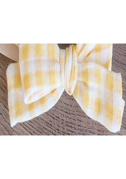 Müslin Kumaş Pötikare Sarı Bebek Elbise Bandana Hediyelidir.