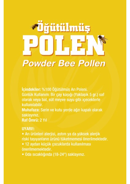 Sepe Natural Öğütülmüş Toz Polen | Pollen Powder