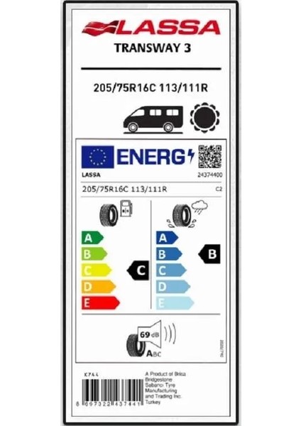 205/75 R16C 113/11R Transway 3 Hafif Ticari Yaz Lastiği (Üretim Yılı: 2025 )