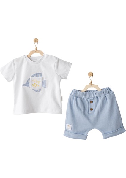 AC25608 Ocean Is My Happy Place 2'li Bebe Takım Blue