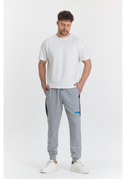 Erkek Pamuklu Baskılı Eşofman Altı Gri Melanj 5425-G indirimleri