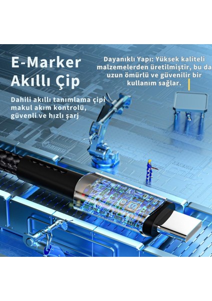 LED Işıklı 1metre Qc4.0 Pd 60W Type-C To Type-C Şarj Kablosu Örgü Şarj Akım Korumalı