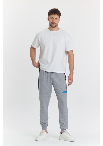 Erkek Pamuklu Baskılı Eşofman Altı Gri Melanj 5425-G fırsatları