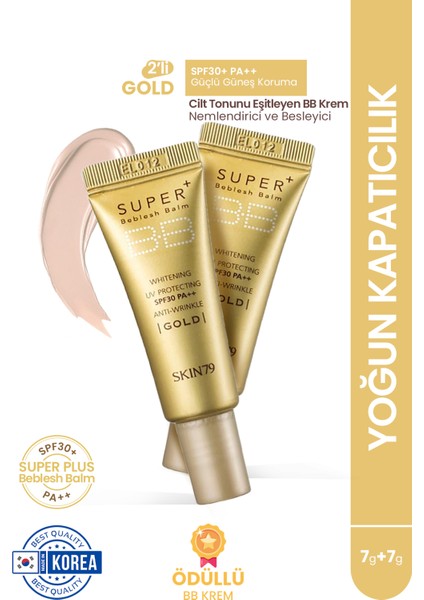 Yoğun Kapatıcılık Sunan Bb Krem Super Plus Beblesh Balm Spf30 Pa ++ Gold 7g+7g