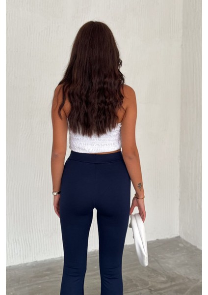 Yüksek Bel Toparlayıcı Ispanyol Paça Çelik Örme Tayt Pantolon modelleri