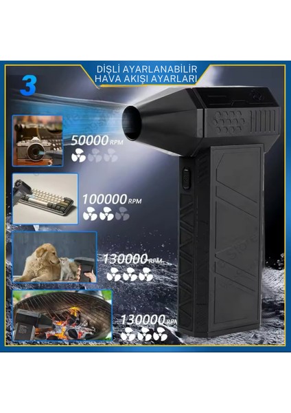 Turbo Fan Mini Jet Fan Şiddetli Fan Hava Kompresör 130.000RPM Şarjlı Taşınabilir 3 Kademe fırsatları