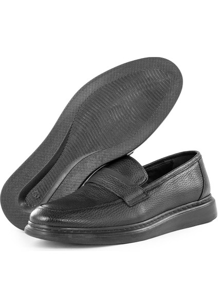Frio Hakiki Deri Erkek Günlük Loafer Ayakkabı - Siyah