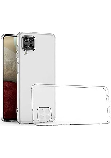 Samsung Galaxy A12 Uyumlu Silikon Kılıf Darbe Emici Şeffaf+Siyah+Lila (3ADET)
