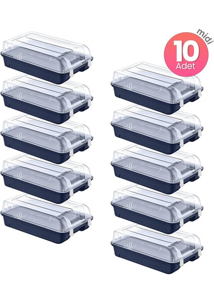 10'lu Set Kadın Lacivert Ayakkabı Kutusu