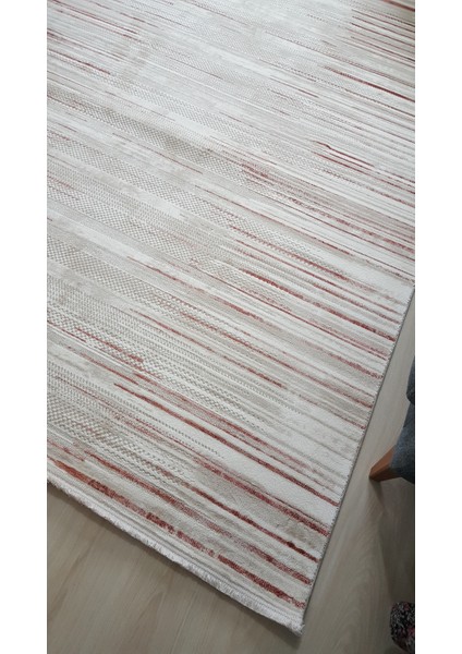 Toledo Bej Halı Kiremit Detaylı Modern Akrilik Halı Tozuaz Salon Koridor Mutfak Halısı