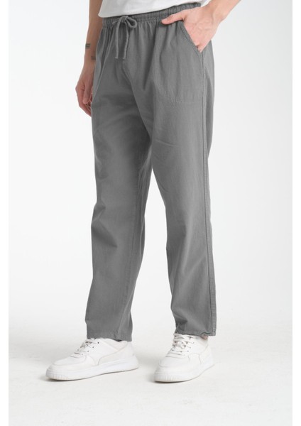 Erkek Ham Bez Lastikli Yüksek Bel Rahat Kalıp Pamuk Eşofman Alt Pantolon Alt Giyim 2188 modelleri