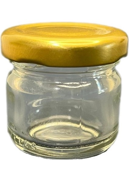 40ML Şeffaf Cam Konserve Kavanozu Gold Kapaklı, 24 Adet, Cam Kavanoz, Konserve Kavanozu, Reçel Kavanozu, Bal Kavanozu, Saklama Kavanozu