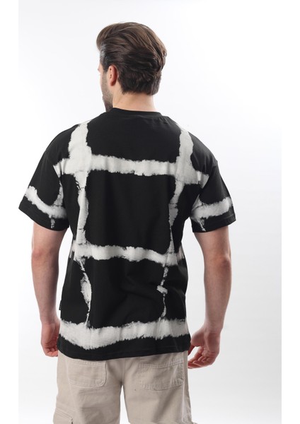 Siyah Bisiklet Yaka Baskılı Basic Erkek T-Shirt E7109