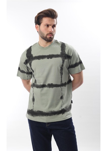 Mint Yeşili Bisiklet Yaka Baskılı Basic Erkek T-Shirt E7109 fiyatları