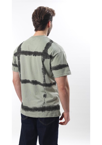 Mint Yeşili Bisiklet Yaka Baskılı Basic Erkek T-Shirt E7109 modelleri