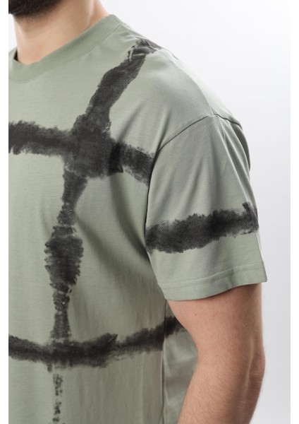 Mint Yeşili Bisiklet Yaka Baskılı Basic Erkek T-Shirt E7109 indirimleri