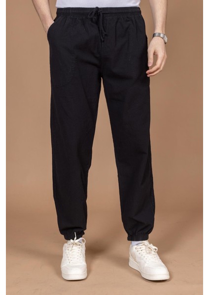 Erkek Ham Bez Rahat Kalıp Natural Pamuk Lastikli Paça Eşofman Alt Pantolon 2045 fırsatları