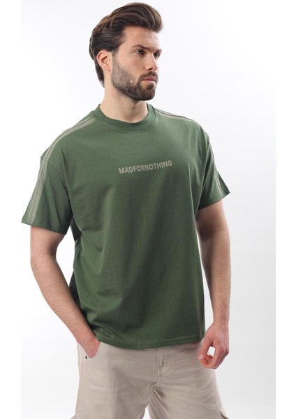 Haki Bisiklet Yaka Baskılı Erkek T-Shirt E7110 fiyatları