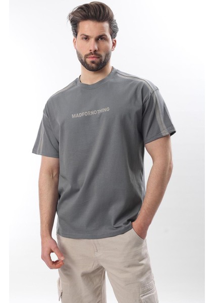 Füme Bisiklet Yaka Baskılı Erkek T-Shirt E7110 fırsatları