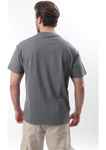 Füme Bisiklet Yaka Baskılı Erkek T-Shirt E7110 indirimleri