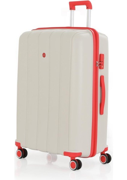 3lü Set Kırılmaz Silikon Seyahat Valizi Bavulu V305 Kemik/mercan