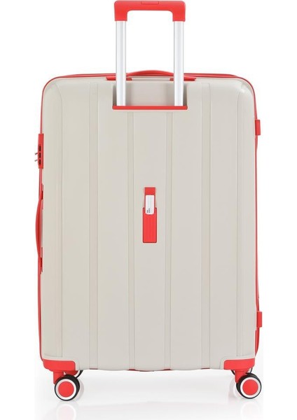 3lü Set Kırılmaz Silikon Seyahat Valizi Bavulu V305 Kemik/mercan